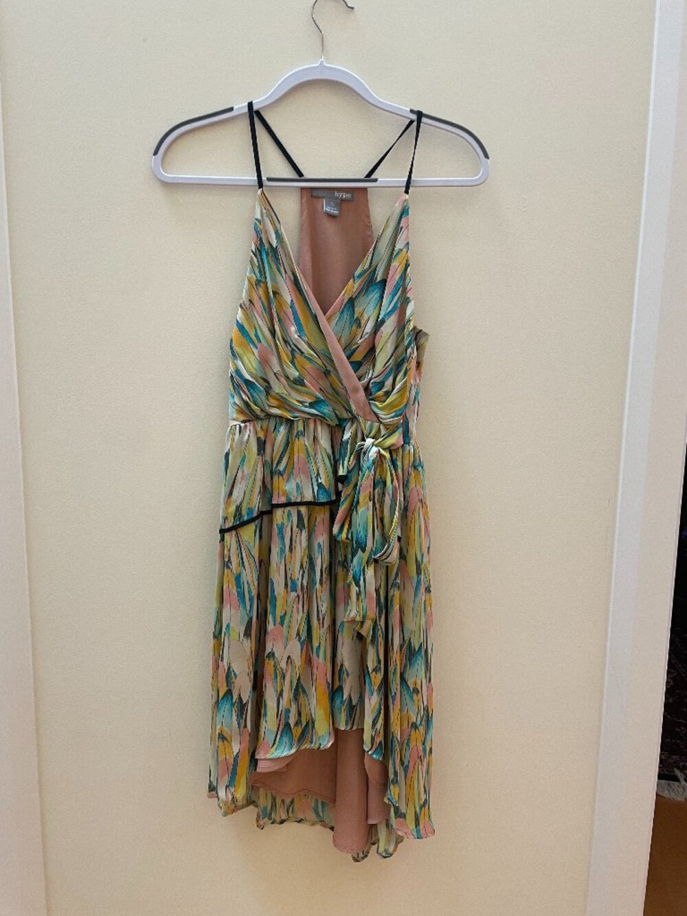 Hype Multicolor Abstract Print High-Low Wrap Dress Size 8